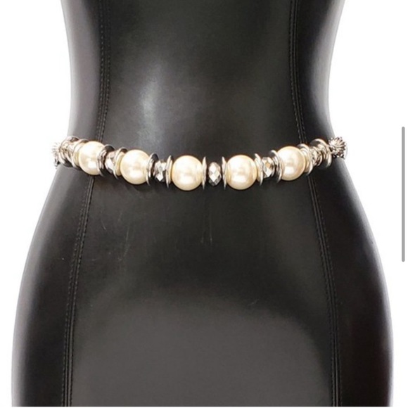 LAST🔥HP🔥Mother of Pearl Vintage Style Metal Chain Belt - Picture 1 of 13